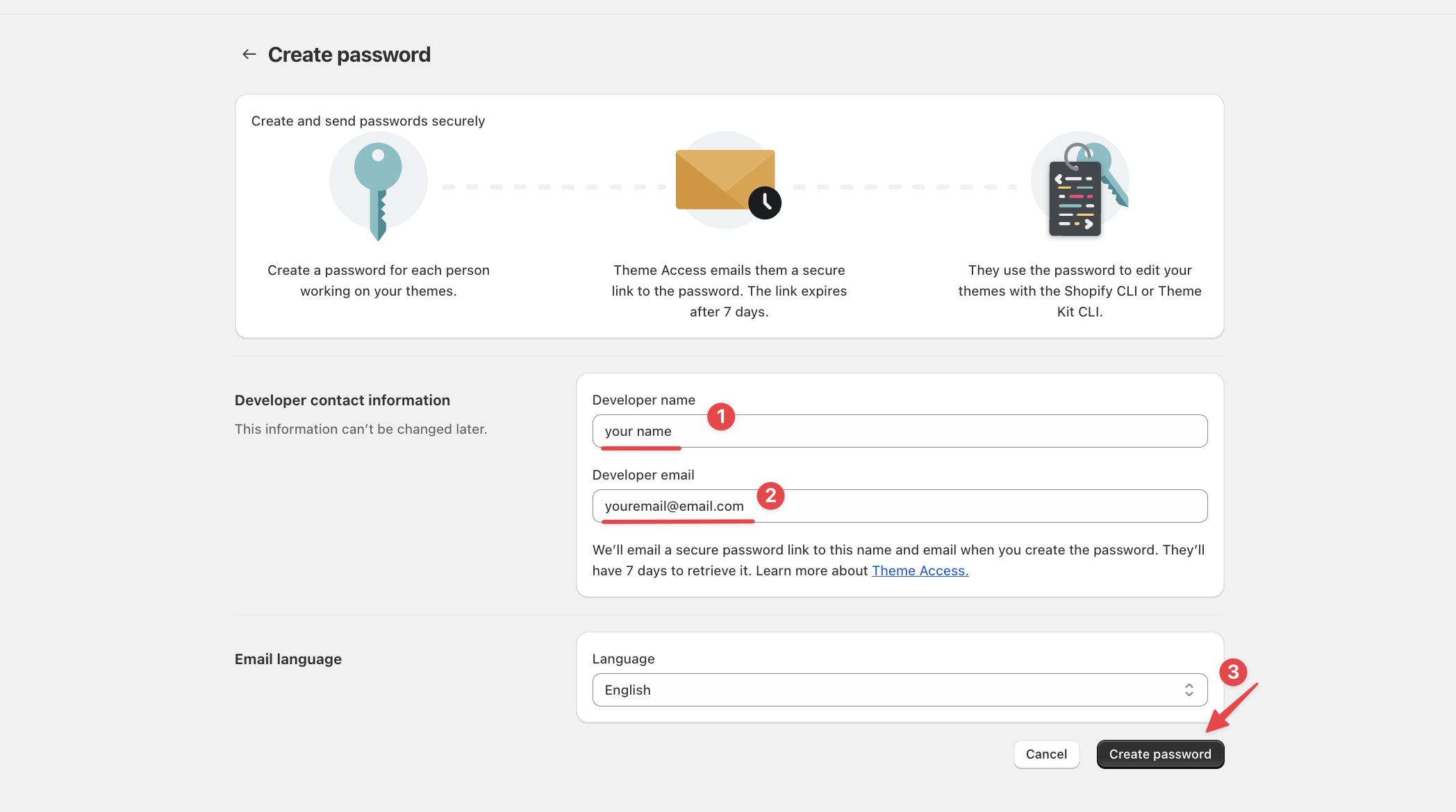 Create Theme Access Password